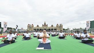 Prime Minister participates in the 8th International Day of Yoga celebrated at Mysore Palace Ground, Mysuru